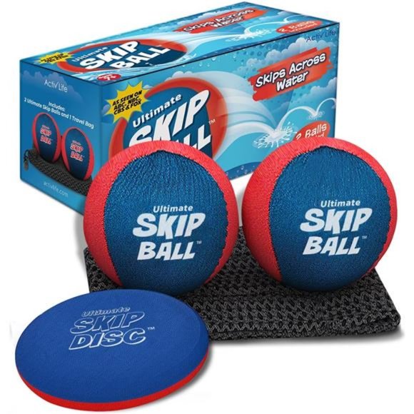 Skip Ball, 2 Pack (Red, Blue),Water Skipping Ball, Skip Balls for Swimming Pools - Picture 1 of 5